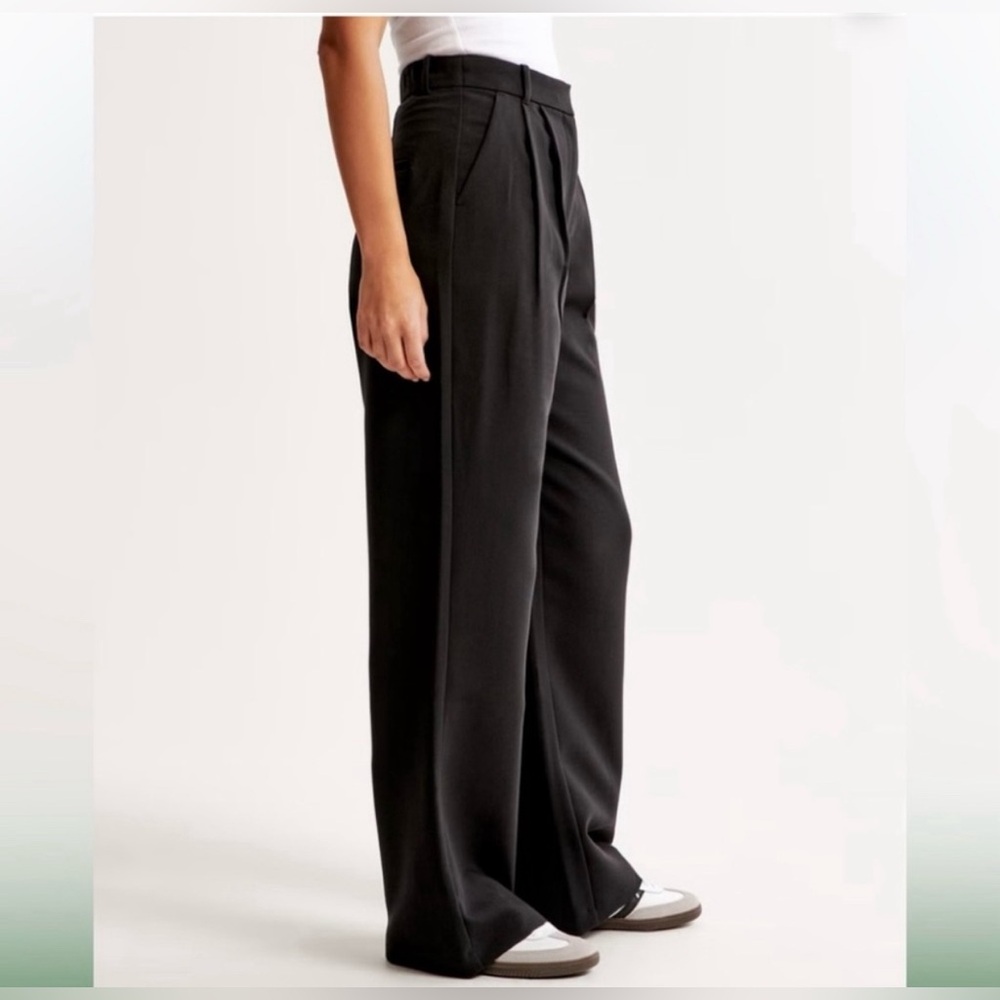 Abercrombie Black Wide Leg Trouser Pants Elastic Minimalist Old Money Relaxed 27 - Picture 3 of 8